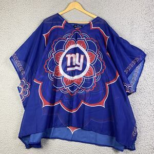Little Earth Women's NFL New York Giants Caftan Semi-Sheer Blouse Shirt One Size